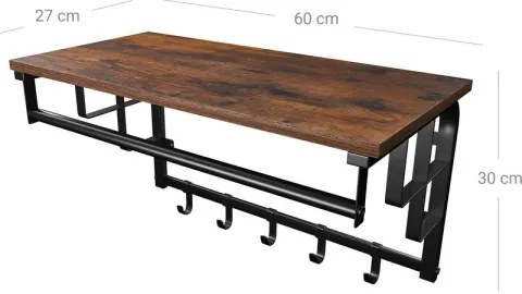 Fali fogas polccal NATE barna/fekete