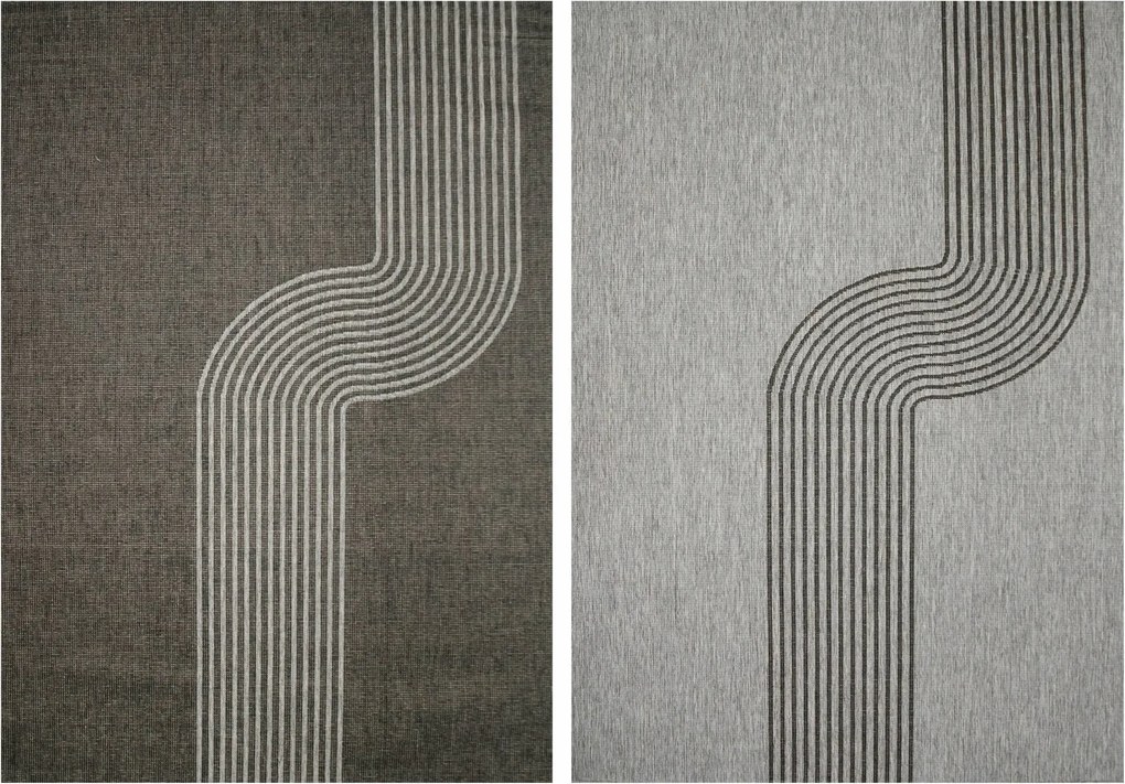 Kétoldalas Zsinóros Szőnyeg Hullámos Szürke Kültéri Brussels 160x230 cm