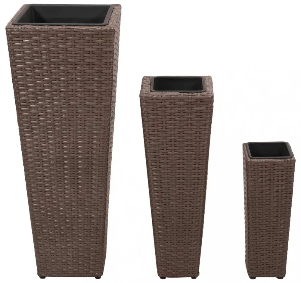 3 db barna polyrattan kerti magaságyás