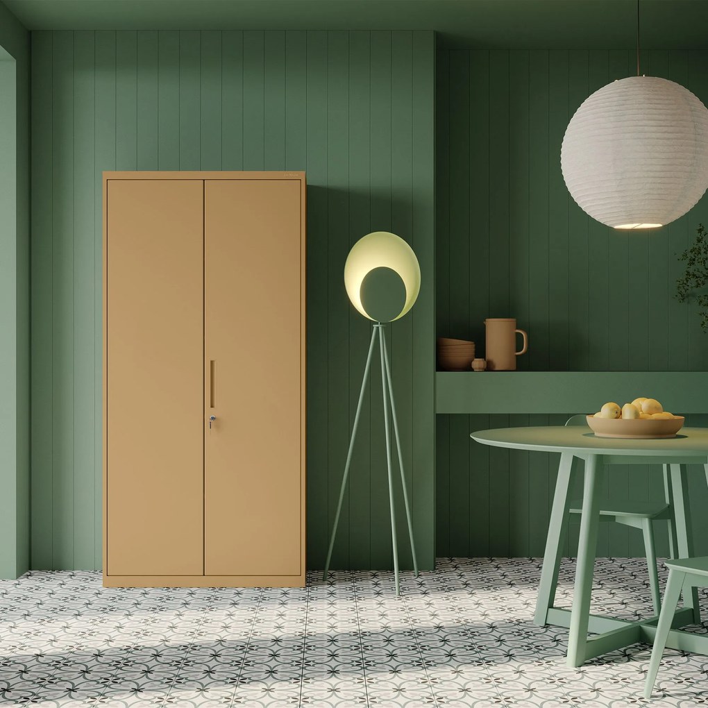 Zárható irodai szekrény JAN, 900 x 1850 x 400 mm, Fresh Style: bézs