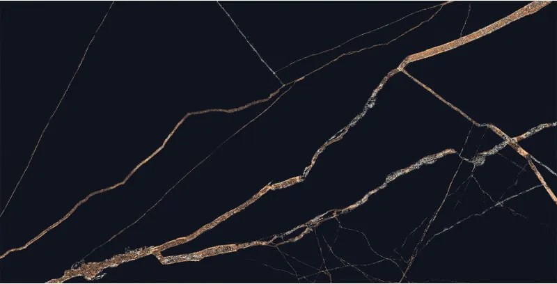Mexen Fossil Fekete mázas gres, rektifikált G1, padló- és falburkoló lap 120 x 60 cm, magas fény - TL213-120-060-00