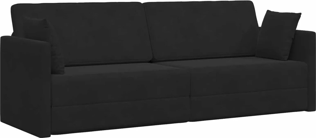 vidaXL Padlókanapé-ágy 200cm Fekete Bársony