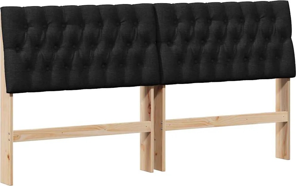 vidaXL Kárpitozott fejtámla Fekete 180 cm Tömör fenyőfa