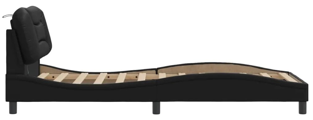 fekete műbőr ágykeret LED-világítással 80 x 200 cm