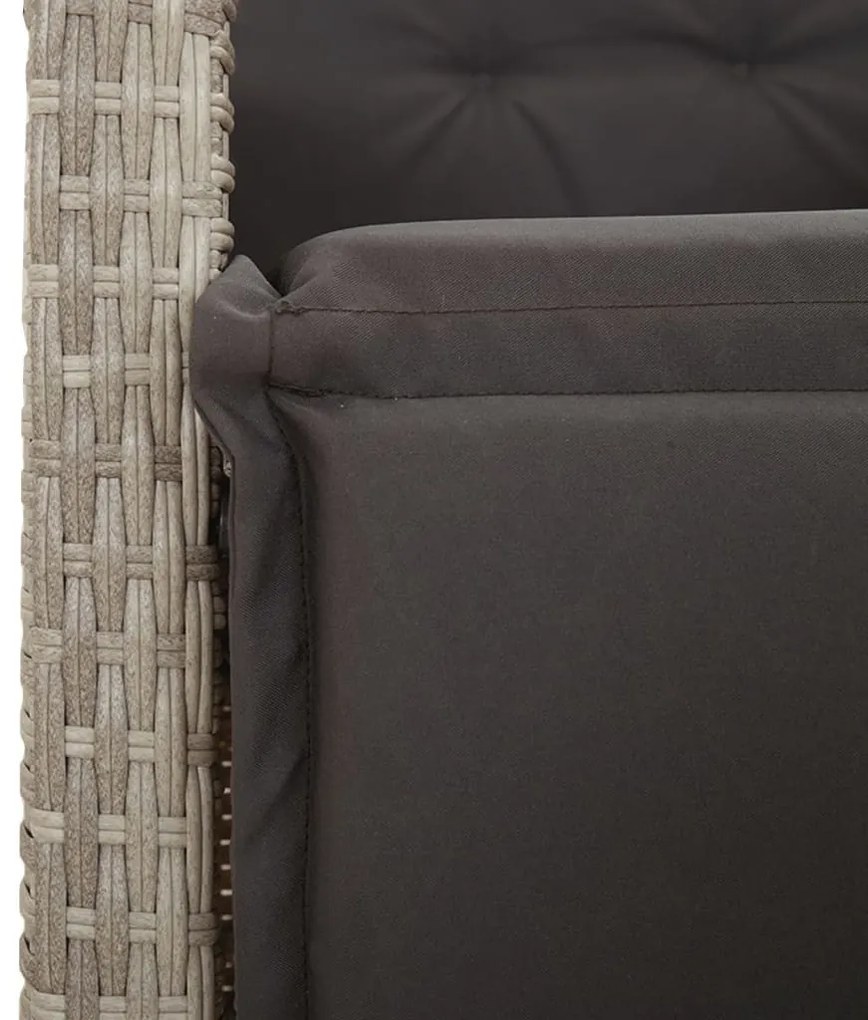 vidaXL 7 részes világosszürke polyrattan kerti étkezőszett párnával