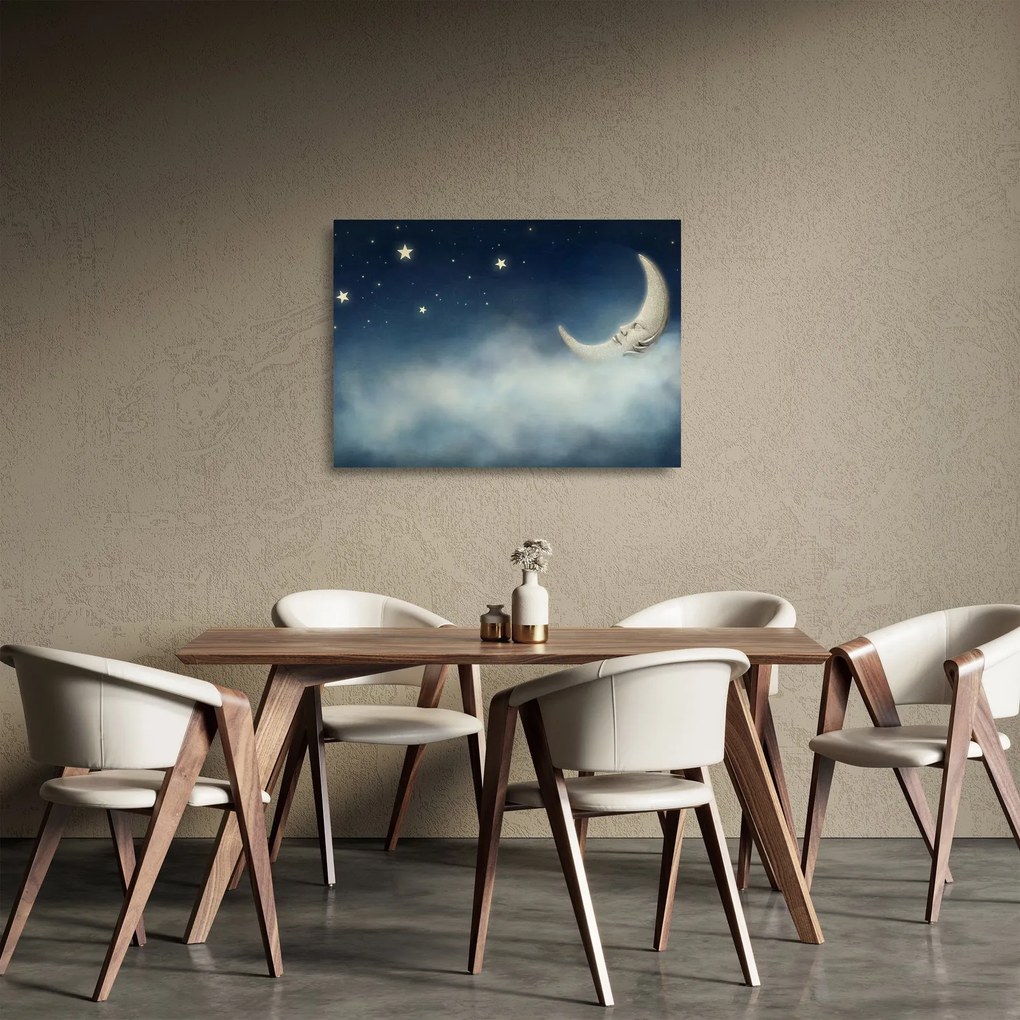Kép - Hold csillagokkal (üvegen) (70x50 cm)