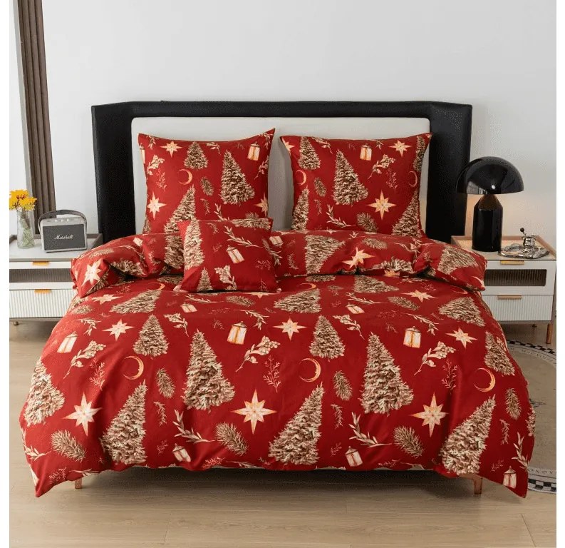 Mikroszálas ágyneműhuzat GOLD CHRISTMAS piros Ágyneműhuzat mérete: 2 db 70 x 90 cm | 200 x 220 cm