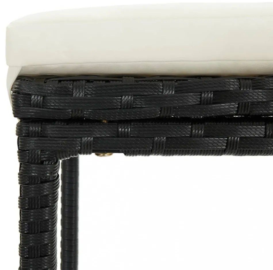 5 részes fekete polyrattan kerti bárszett párnákkal