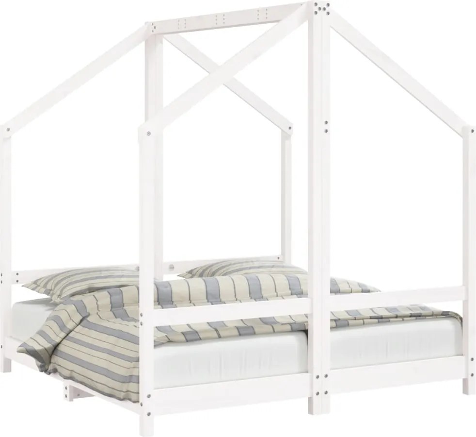 vidaXL fehér tömör fenyőfa gyerekágykeret 2 x (70 x 140) cm