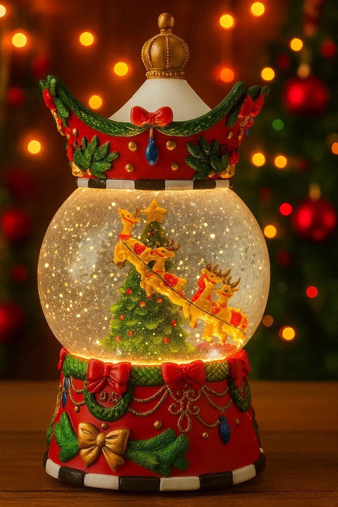 Karácsonyi gömb zenedobozzal és Led háttérvilágítással – 26x13 cm