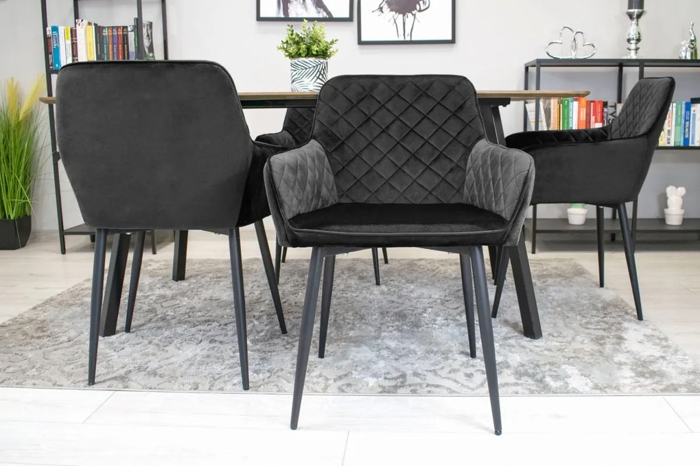 AKCIÓ Fekete bársonyszék NOLA II. minőség