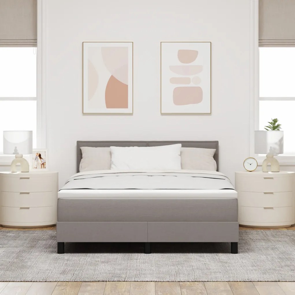 Box Spring Ágy matraccal Taupe 160x200 cm Szövet