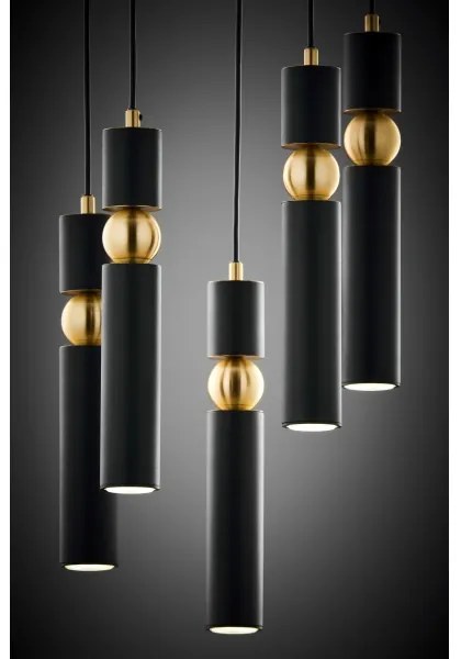 Jupiter 2014 - Csillár zsinóron ALAS 5xGU10/10W/230V fekete/arany