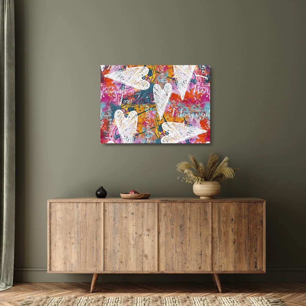 Kép - szív egy absztrakt háttérben (üvegen) (70x50 cm)