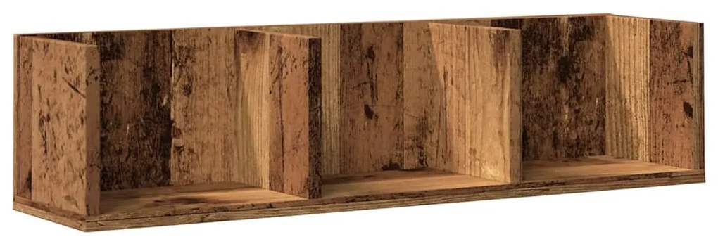 antik fa színű szerelt fa CD-tartó fali polc 75 x 18 x 18 cm