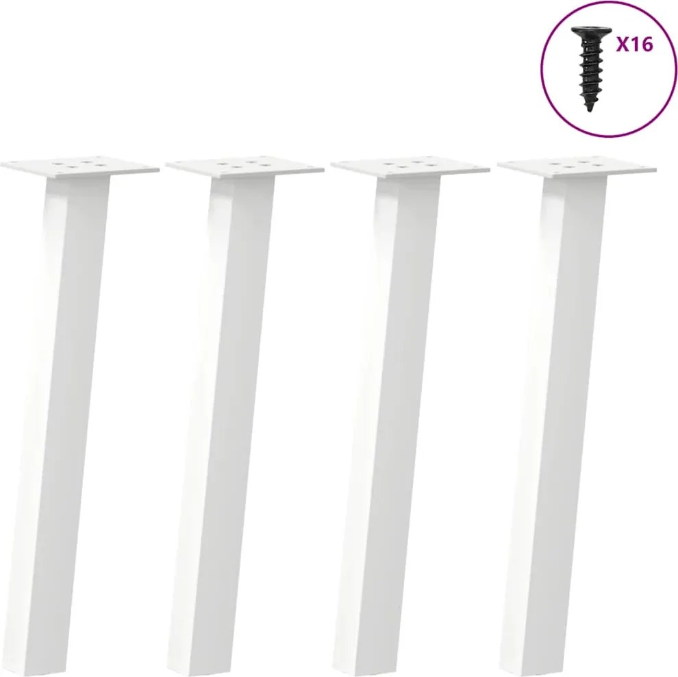 vidaXL 4 db fehér dohányzóasztal láb 30 cm acél