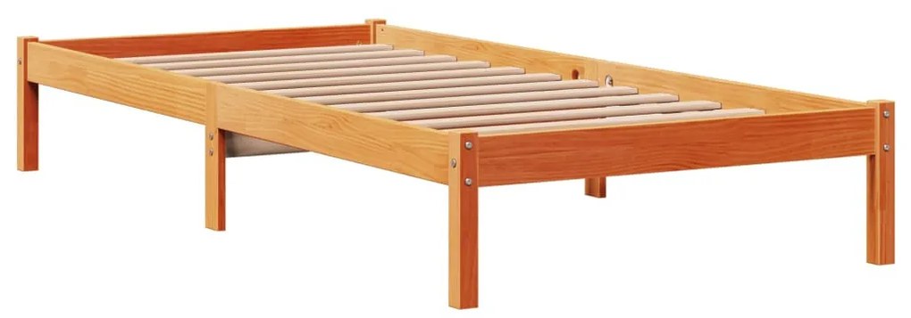 viaszbarna tömör fenyőfa ágykeret fejtámlával 100 x 200 cm