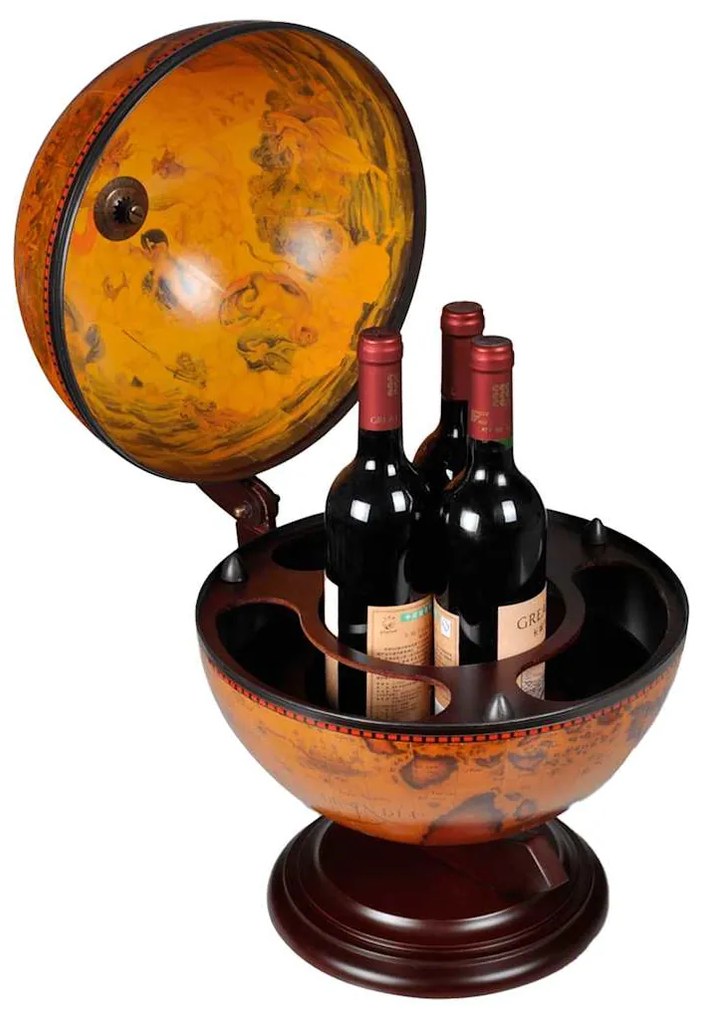 vidaXL földgömb alakú eukaliptuszfa bárszekrény/bortartó állvány