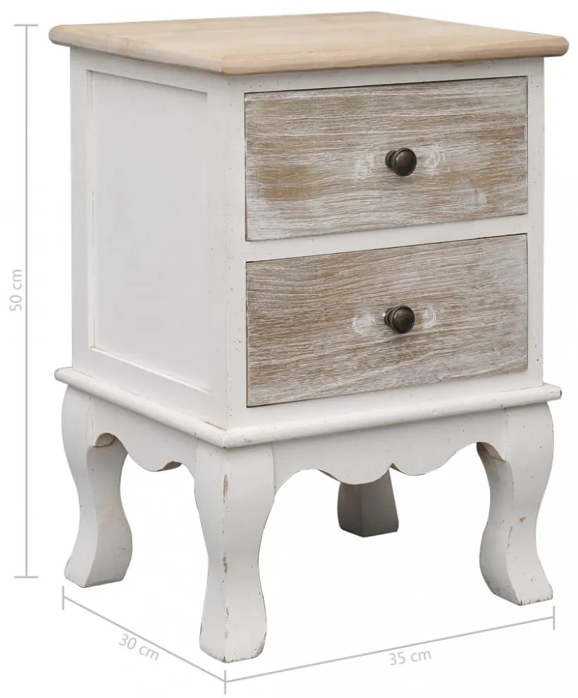 vidaXL 2 db császárfa éjjeliszekrény 35 x 30 x 50 cm