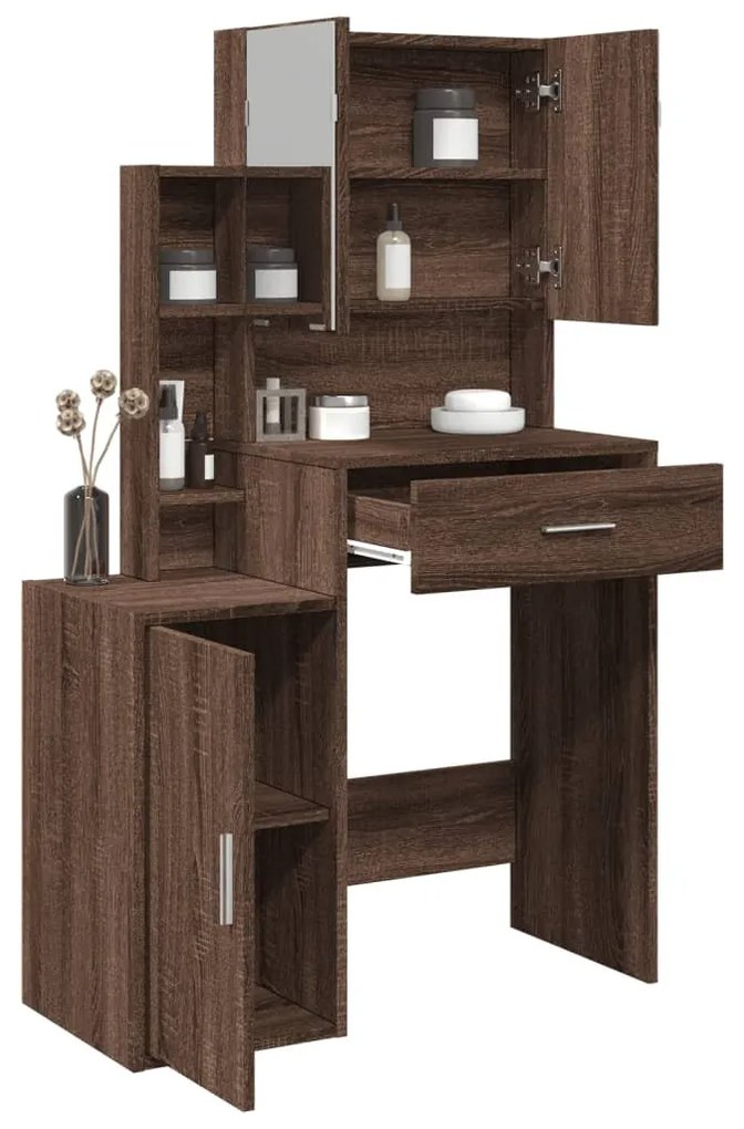 barna tölgy színű fésülködőasztal szekrénnyel 80 x 35 x 132 cm