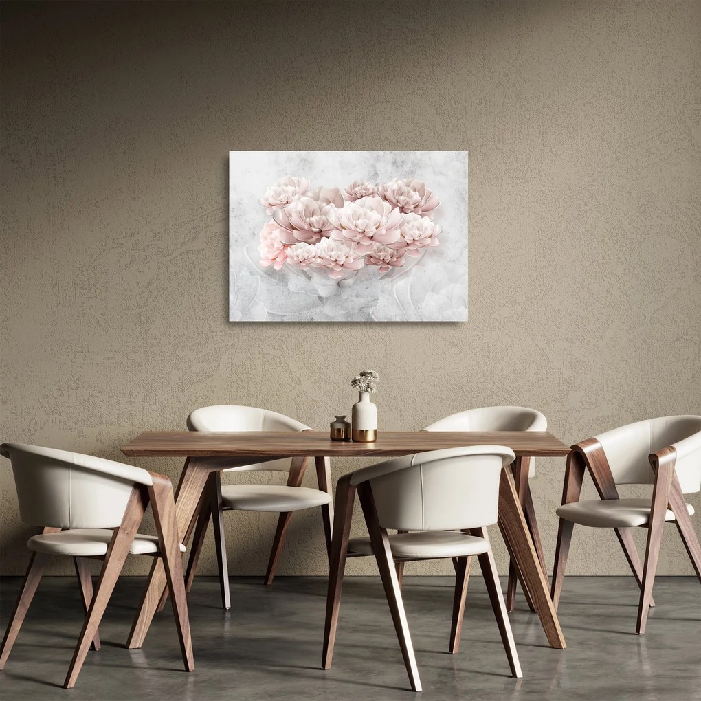 Kép - Rózsaszín virágok a falon (üvegen) (70x50 cm)