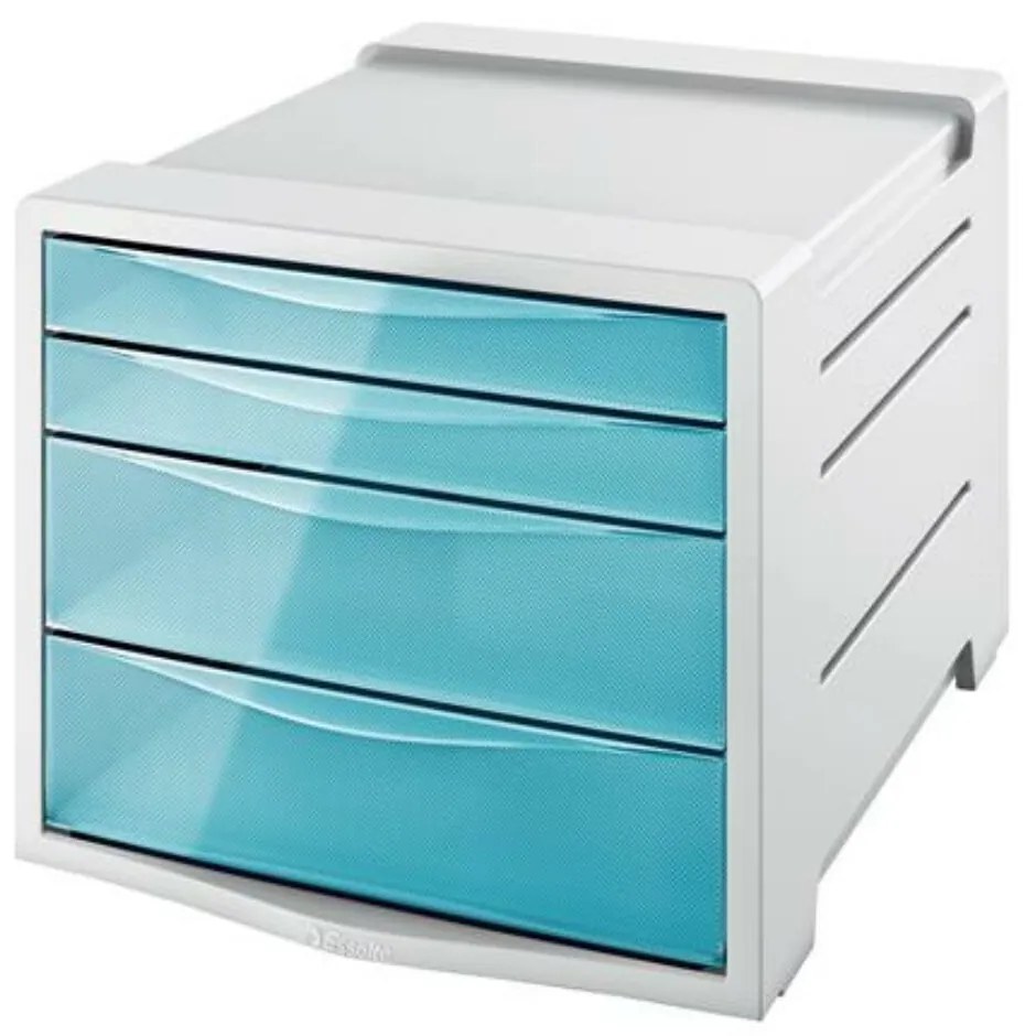Irattároló, műanyag, 4 fiókos, ESSELTE Colour'Breeze, áttetsző kék (E626284)