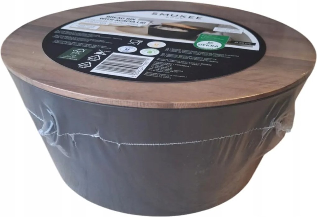 Kenyértartó tartály akác fedéllel Smukee kerek 25 cm