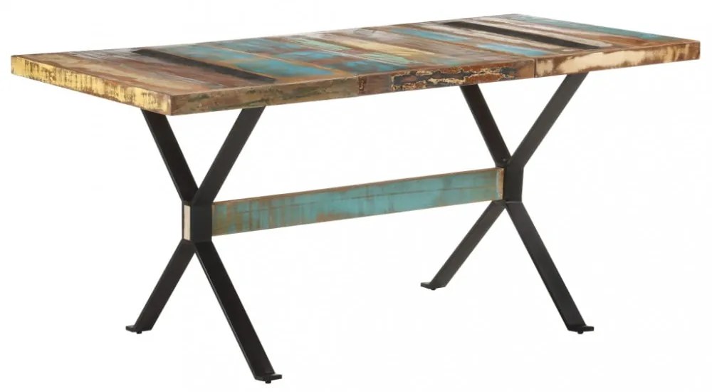tömör újrahasznosított fa étkezőasztal 160 x 80 x 76 cm