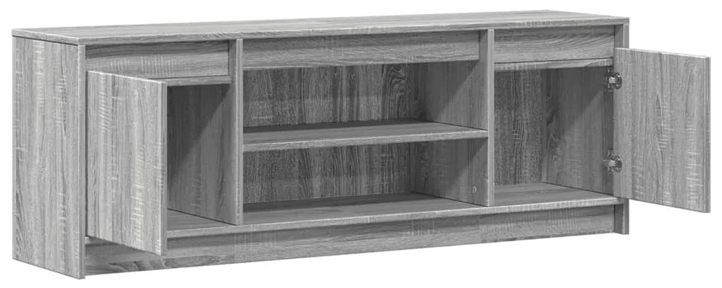 szürke sonoma színű szerelt fa LED-es TV-szekrény 139,5x34x50cm