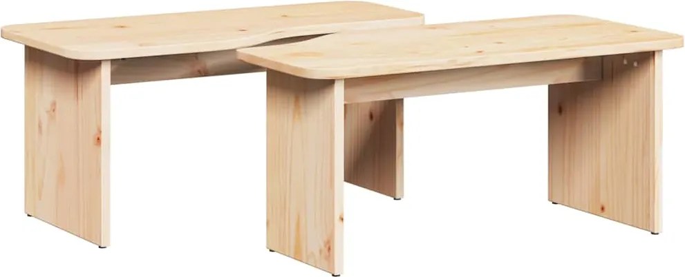 vidaXL Dohányzóasztal 2 pcs Természetes Tömör fenyőfa