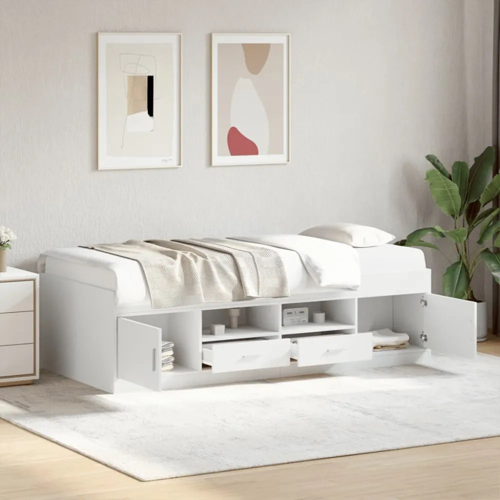 fehér kanapéágy fiókkal matrac nélkül 100x200 cm
