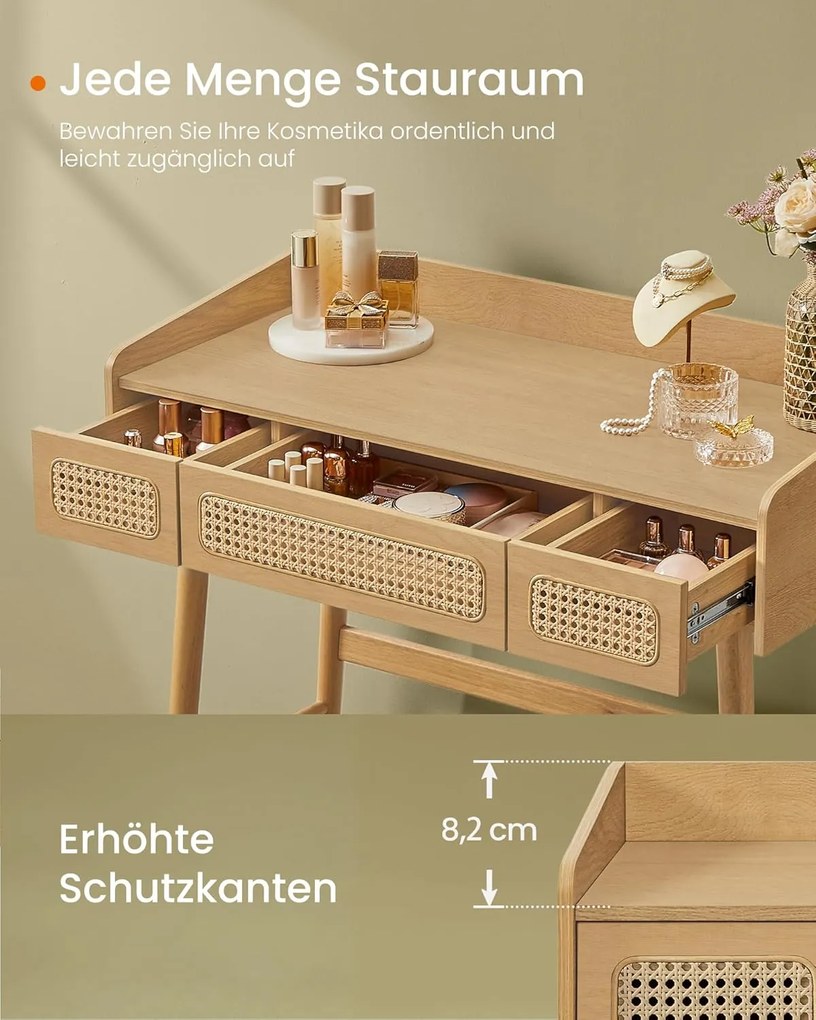 Fésülködőasztal tükörrel és világítással bézs színben