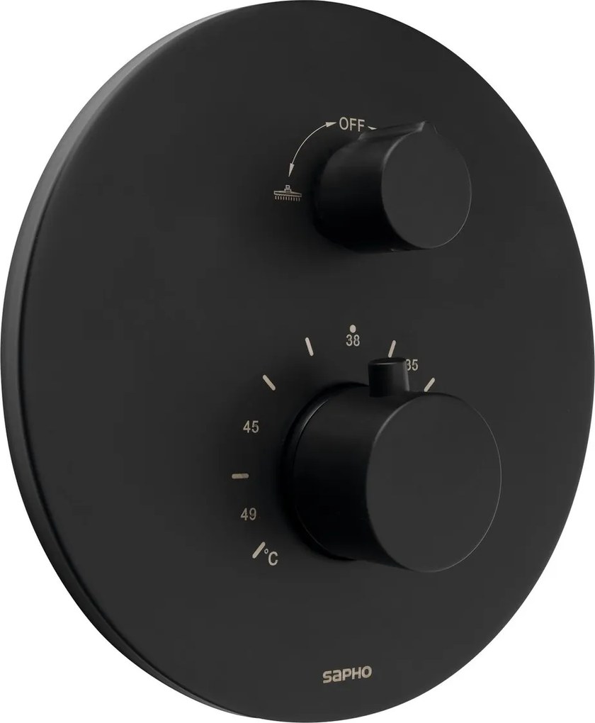 Falsík alatti zuhanycsaptelep, termosztát, 2 kimenet, doboz, matt fekete