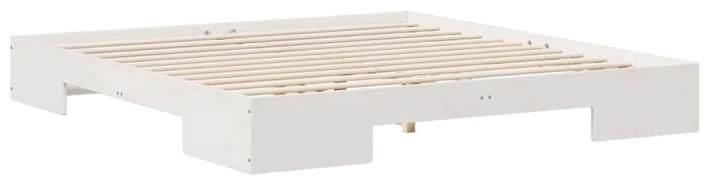 vidaXL Földi ágykeret tárolóval Fehér 200 x 200 cm Tömör fenyőfa