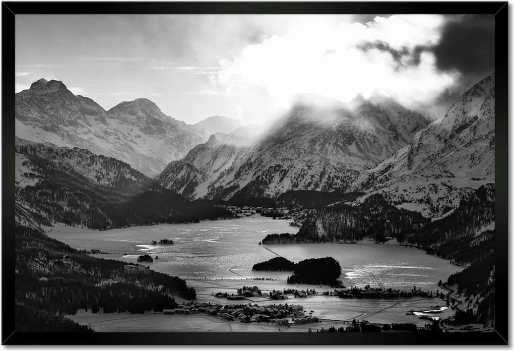 Poszterek keretben 60x40 Falu Sils Maria kilátás