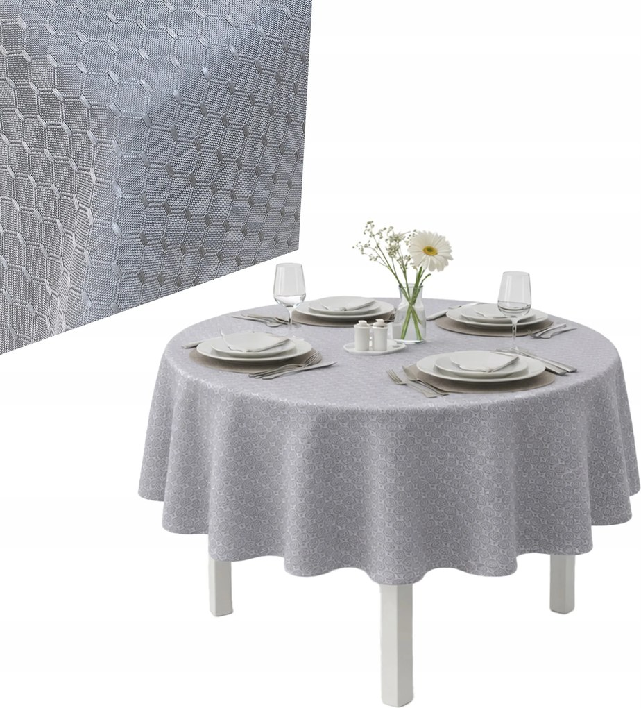 Abrosz Szürke Kerek Foltálló Dekoratív Alkalmi 140cm