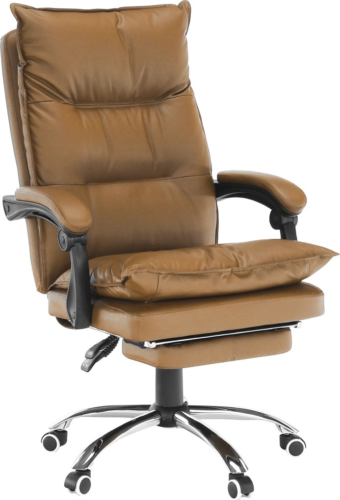 Irodai szék lábtartóval, textilbőr barna, DRAKE