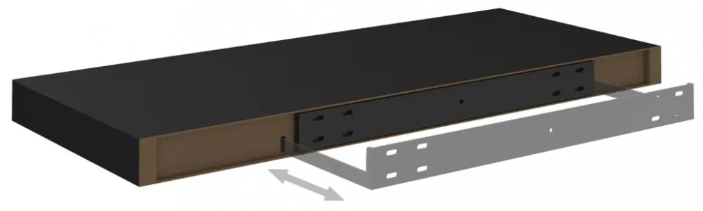 2 db fekete MDF lebegő fali polc 60 x 23,5 x 3,8 cm
