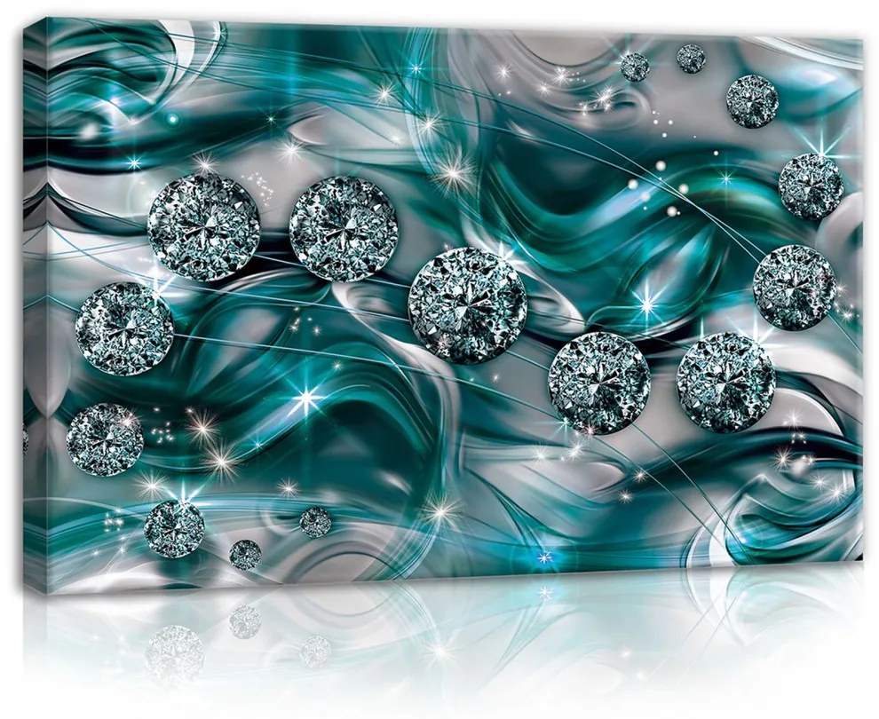 Türkiz gyöngyös absztrakt, vászonkép, 60x40 cm méretben