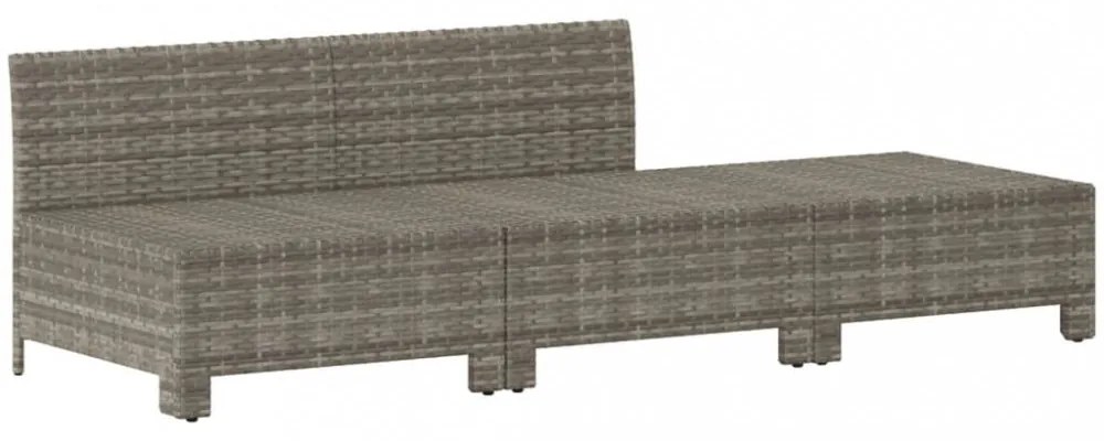 3 részes szürke polyrattan kerti bútor szett párnákkal