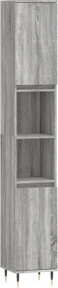 vidaXL szürke sonoma színű szerelt fa fürdőszobaszekrény 30x30x190 cm