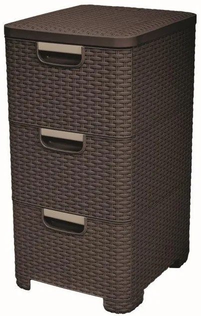 Curver Style 3x14L fiókos polc, sötétbarna