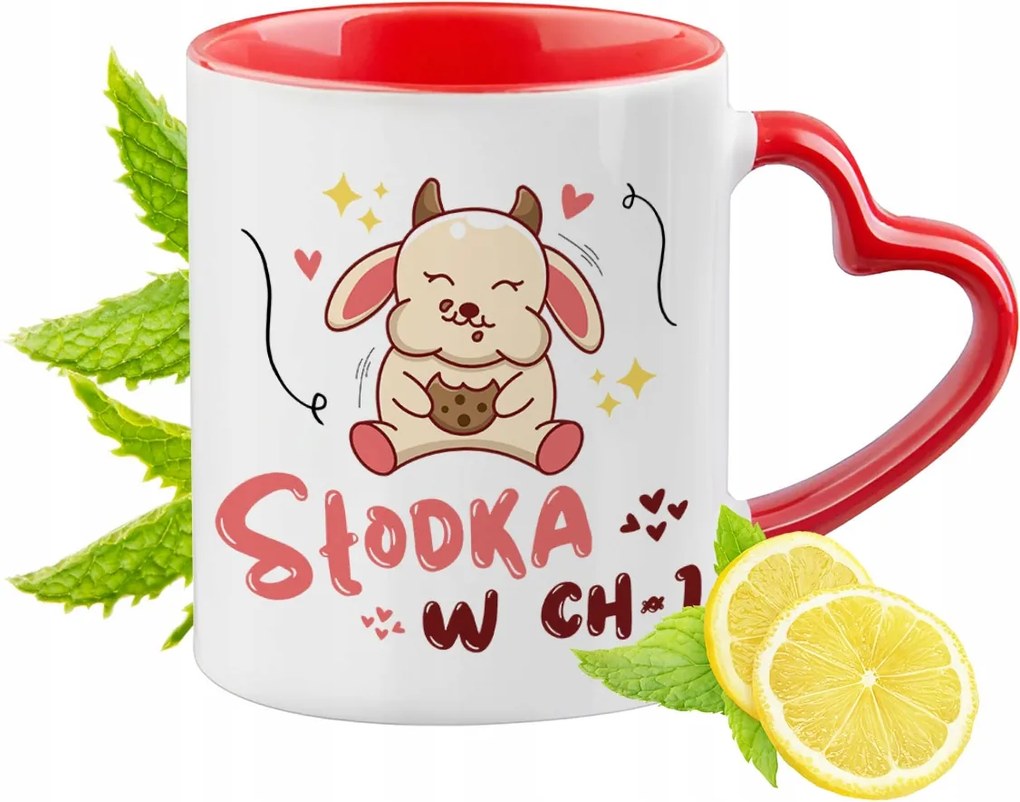 Vicces Piros Bögre Szív Alakú Füllel Ajándék