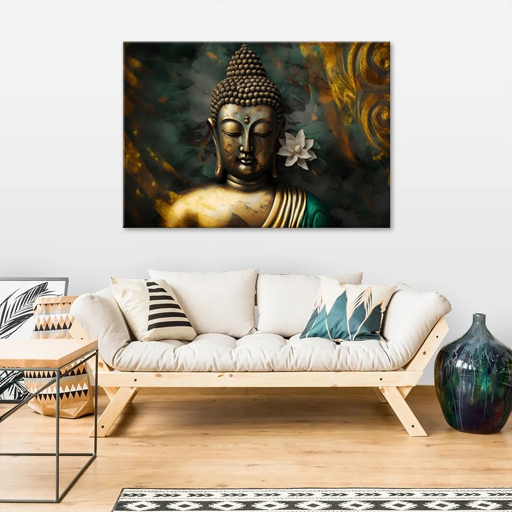 Gario Vászonkép Arany Buddha egy absztrakt háttér Méret: 120 x 80 cm