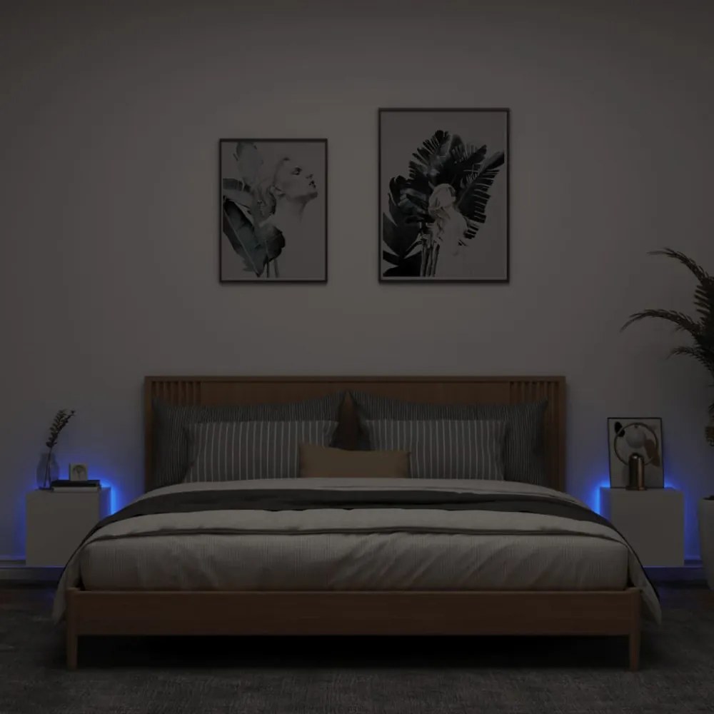2 db fehér fali TV-szekrény LED-világítással 30,5x35x30 cm