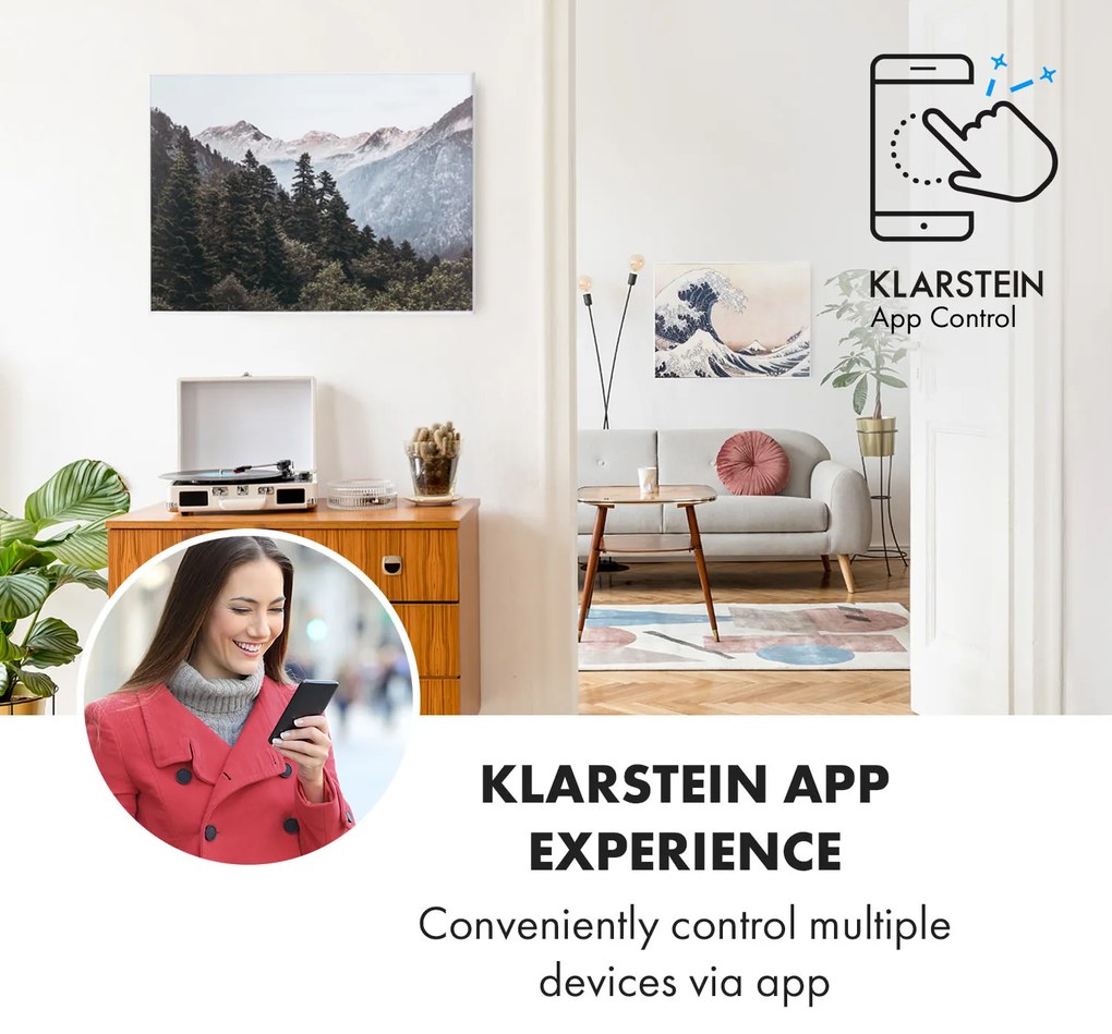 Klarstein Wonderwall Air Art Smart, infravörös hősugárzó, 80 x 60 cm, 500 W, fali, hegy