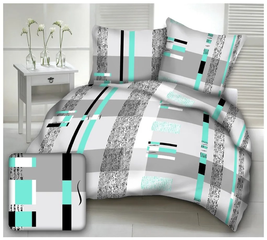 GRAFIT TÜRKIZ krepp ágynemű DeLuxe Ágynemű mérete: 140x200 cm, A csomag tartalma: Készletcsomagolás