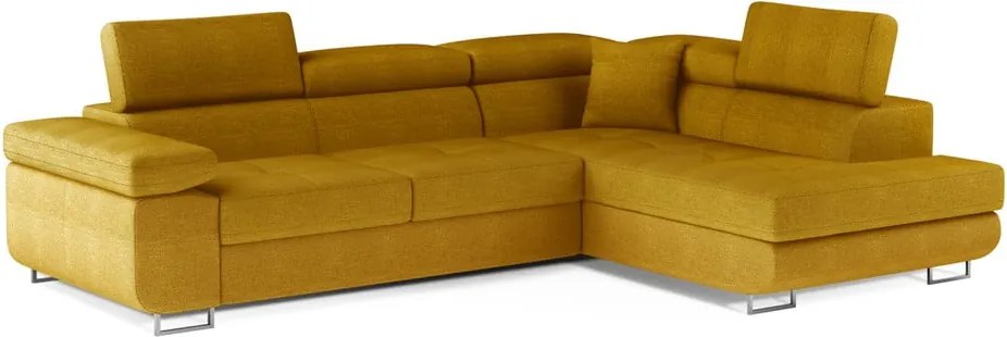 Sárga kinyitható-tárolóhelyes sarokkanapé (jobb oldali-L alakú) Anton – ELTAP