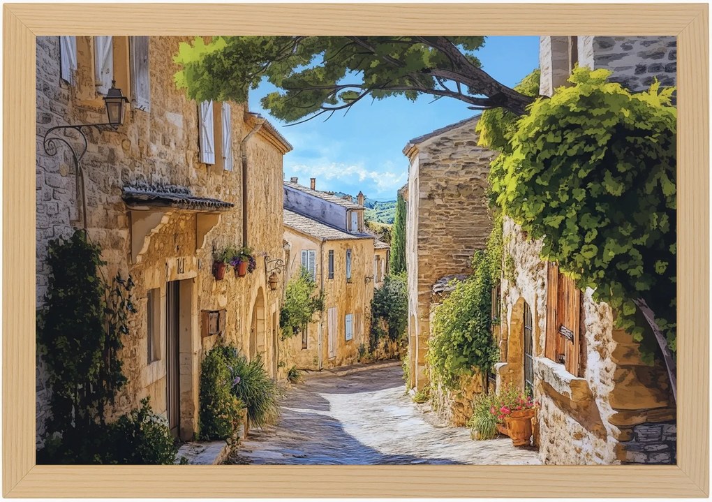 Poszter Keret Fa Provence Utca Bérházak Franciaország Nyár 60x40