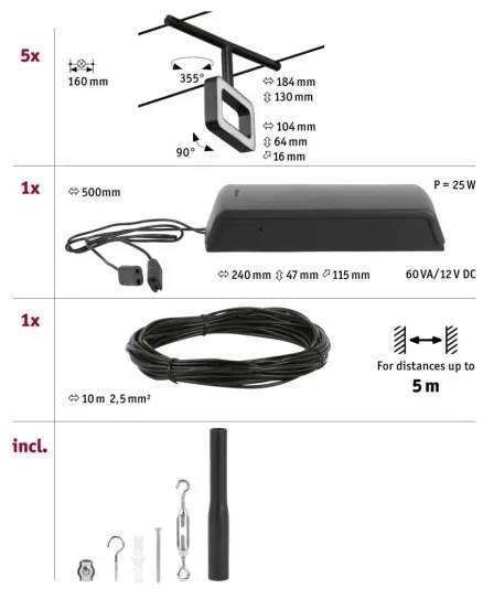 Paulmann 94485 - 5x4,8W LED FRAME spotlámpa 230V fekete készlet